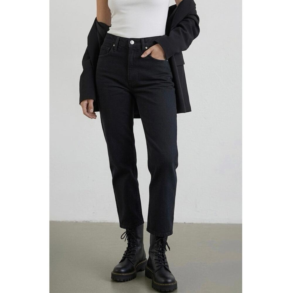 Mother SUPERIOR Study Skimp 26 Black High Waist Straight Leg Jeans